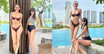 Mẹ Tóc Tiên diện áo tắm khoe dáng gợi cảm cùng con gái, gây sốt vì quá trẻ đẹp