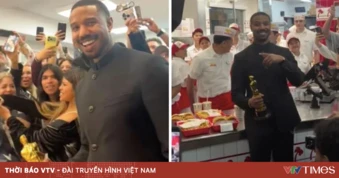 Michael B. Jordan đến cửa hàng bánh mì kẹp thịt sau khi nhận tượng vàng Oscar