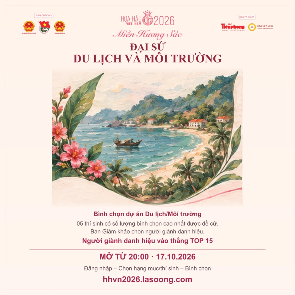 Mở cổng bình chọn đại sứ ở Hoa hậu Việt Nam 2026 Mở cổng bình chọn đại sứ ở Hoa hậu Việt Nam 2026