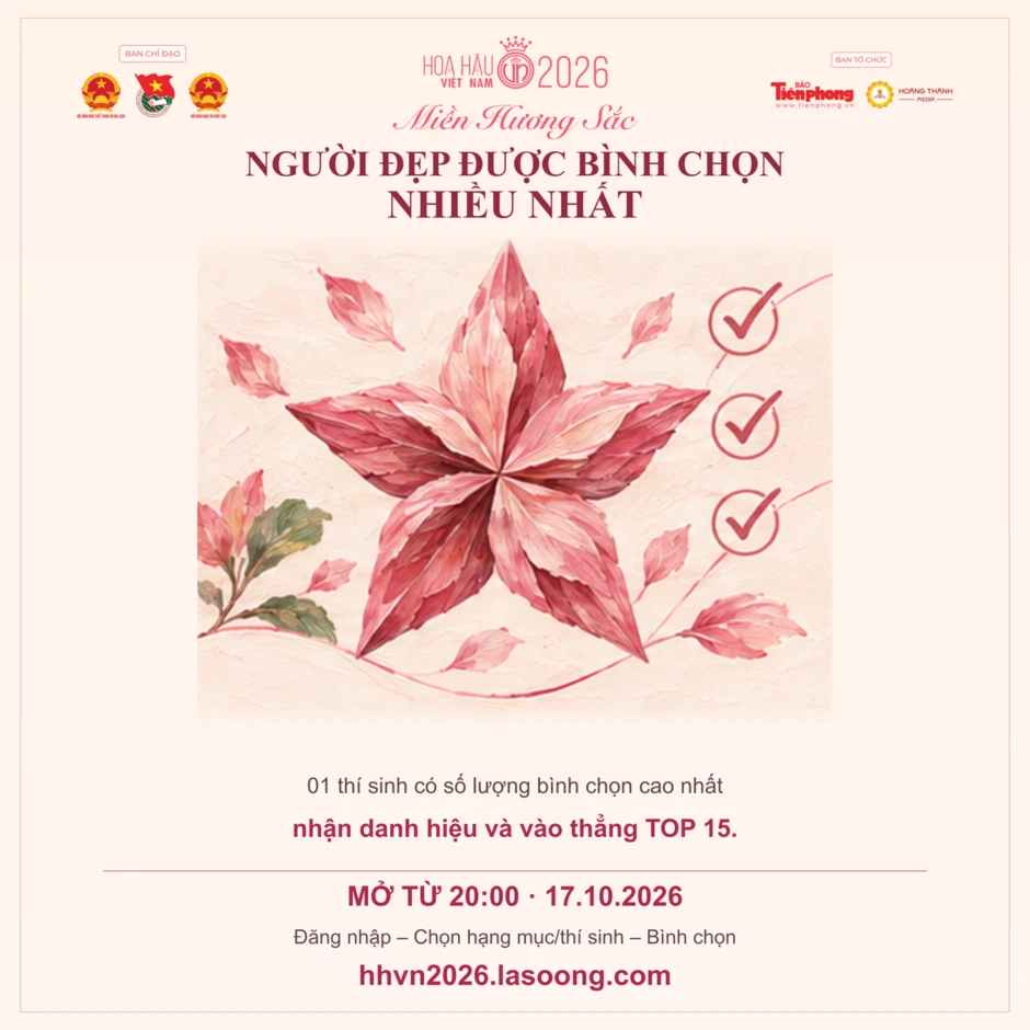 Mở cổng bình chọn đại sứ ở Hoa hậu Việt Nam 2026 Mở cổng bình chọn đại sứ ở Hoa hậu Việt Nam 2026