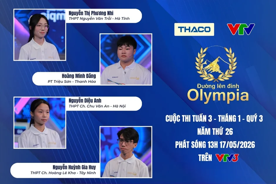 Nữ sinh Chuyên Chu Văn An (Hà Nộ) giành vòng nguyệt quế Đường lên đỉnh Olympia Nữ sinh Chuyên Chu Văn An (Hà Nộ) giành vòng nguyệt quế Đường lên đỉnh Olympia