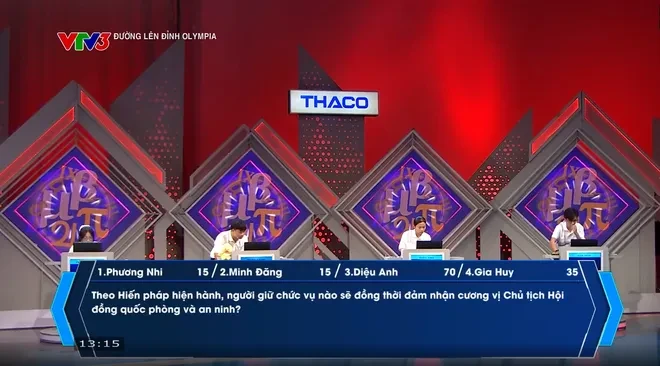 Nữ sinh Chuyên Chu Văn An (Hà Nộ) giành vòng nguyệt quế Đường lên đỉnh Olympia Nữ sinh Chuyên Chu Văn An (Hà Nộ) giành vòng nguyệt quế Đường lên đỉnh Olympia