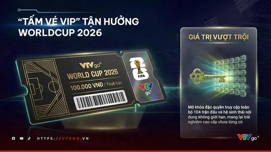 Sở hữu "tấm vé VIP" thưởng thức trọn vẹn 104 trận đấu FIFA World Cup 2026™ trên VTVgo Sở hữu "tấm vé VIP" thưởng thức trọn vẹn 104 trận đấu FIFA World Cup 2026™ trên VTVgo