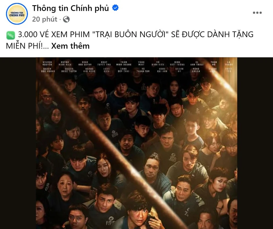 Thông tin Chính phủ tặng 3.000 vé xem phim Việt hot nhất hiện tại, đã quá Tổ quốc ơi! Thông tin Chính phủ tặng 3.000 vé xem phim Việt hot nhất hiện tại, đã quá Tổ quốc ơi!