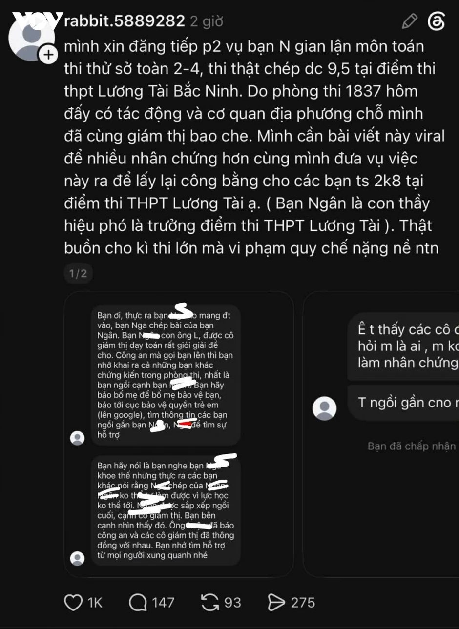 Bắc Ninh xác minh phản ánh thí sinh đạt 9,5 điểm môn Toán tại Lương Tài Bắc Ninh xác minh phản ánh thí sinh đạt 9,5 điểm môn Toán tại Lương Tài