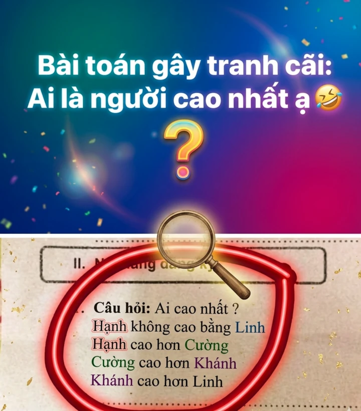 Bài toán gây tranh cãi: Ai là người cao nhất trong nhóm bạn 4 người? Bài toán gây tranh cãi: Ai là người cao nhất trong nhóm bạn 4 người?