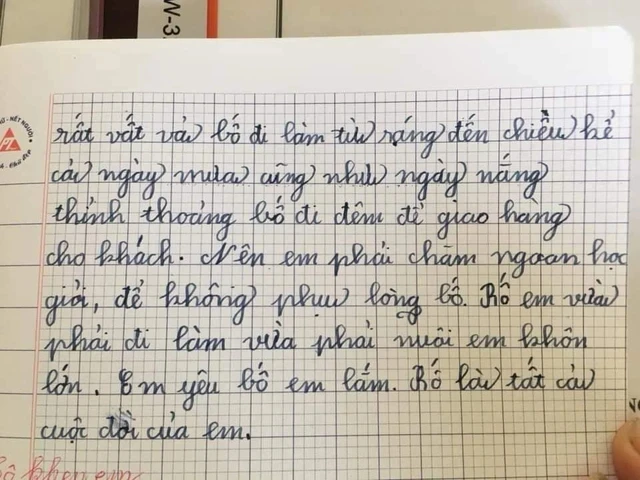 Bài văn kể bố đi từ sáng đến đêm, ngày mưa cũng như ngày nắng: Tưởng bí mật lắm nhưng đọc xong rưng rưng Bài văn kể bố đi từ sáng đến đêm, ngày mưa cũng như ngày nắng: Tưởng bí mật lắm nhưng đọc xong rưng rưng
