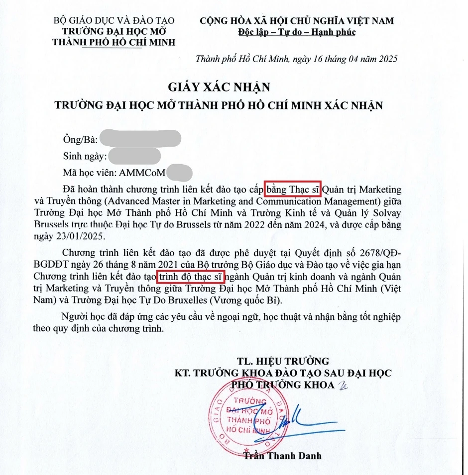 Bằng thạc sĩ không được công nhận, trường đại học ở TPHCM bị kiện ra toà Bằng thạc sĩ không được công nhận, trường đại học ở TPHCM bị kiện ra toà
