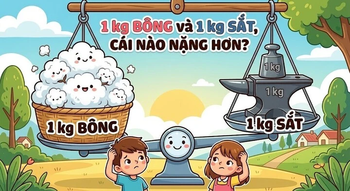 Câu đố hack não: 1 kg bông và 1 kg sắt cái nào nặng hơn Câu đố hack não: 1 kg bông và 1 kg sắt cái nào nặng hơn