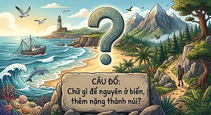 Chữ gì để nguyên ở biển, thêm nặng thành núi? Chữ gì để nguyên ở biển, thêm nặng thành núi?