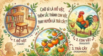 Chữ gì là đồ vật, thêm sắc thành con vật, thay huyền là trái cây?