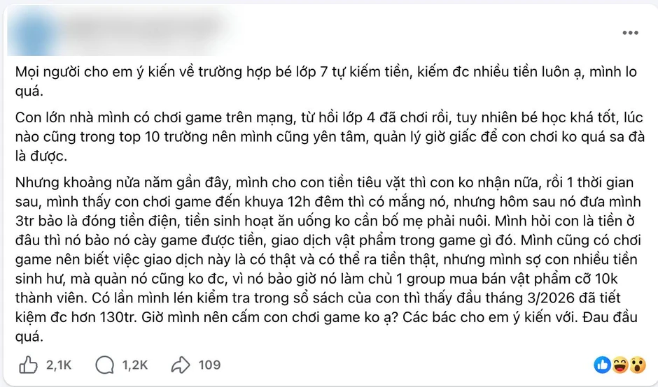 Con kiếm được quá nhiều tiền, bà mẹ Hà Nội cầu cứu: Nên cấm hay ủng hộ con đây? Con kiếm được quá nhiều tiền, bà mẹ Hà Nội cầu cứu: Nên cấm hay ủng hộ con đây?