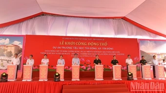 Đại tướng Nguyễn Trọng Nghĩa dự lễ khởi công Trường tiểu học Tân Đông