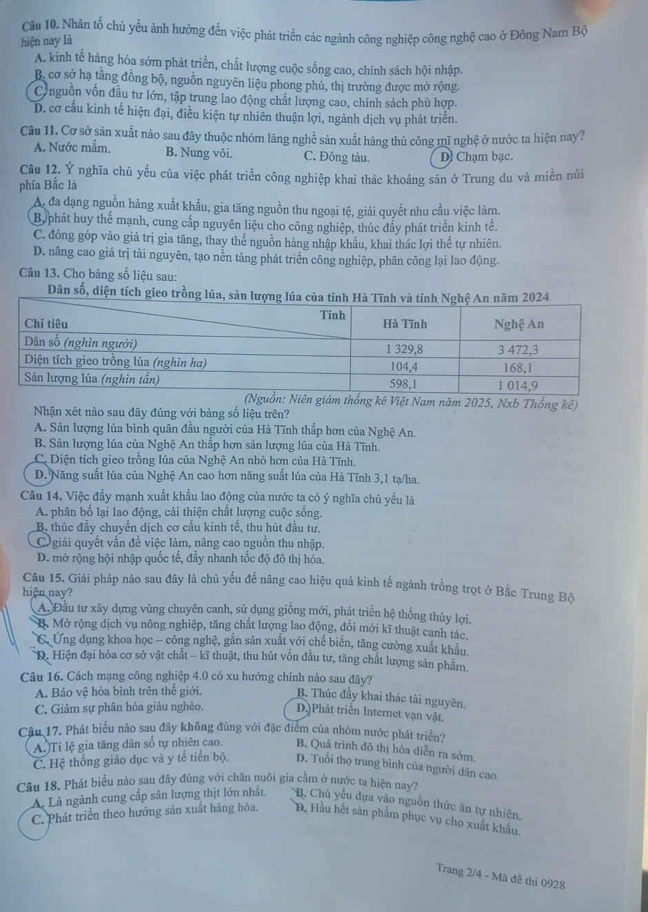 Đề môn Địa lý thi lại tốt nghiệp THPT Chuyên Tuyên Quang Đề môn Địa lý thi lại tốt nghiệp THPT Chuyên Tuyên Quang