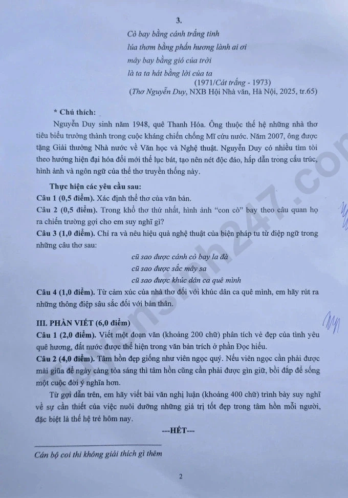 Đề thi và đáp án môn văn thi lớp 10 Trường THPT chuyên Khoa học tự nhiên Đề thi và đáp án môn văn thi lớp 10 Trường THPT chuyên Khoa học tự nhiên