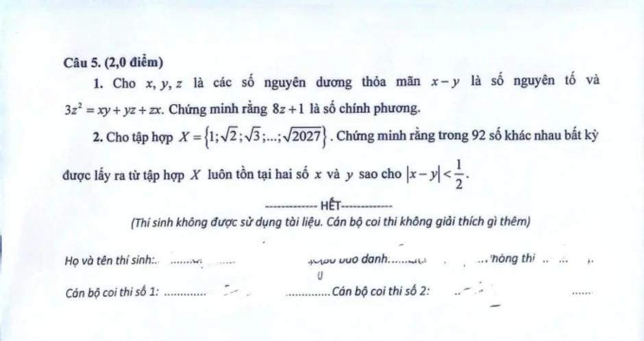Đề và đáp án môn Toán chuyên thi lớp 10 ở Hải Phòng Đề và đáp án môn Toán chuyên thi lớp 10 ở Hải Phòng