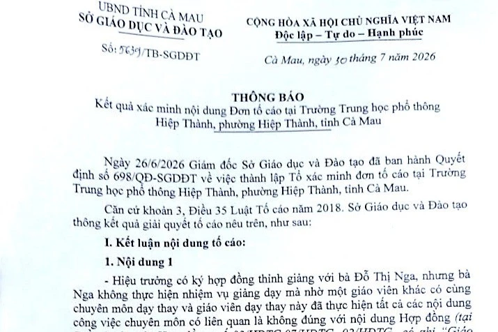 Giáo viên không đứng lớp tại Cà Mau vẫn được thanh toán tiền thỉnh giảng