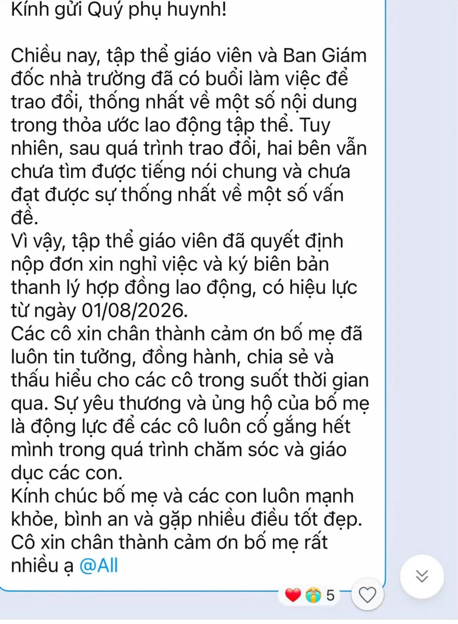 Giáo viên mầm non tư thục đồng loạt nghỉ dạy, nhiều trẻ phải quay về nhà Giáo viên mầm non tư thục đồng loạt nghỉ dạy, nhiều trẻ phải quay về nhà