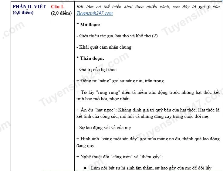 Gợi ý đáp án đề thi Ngữ văn vào lớp 10 THPT công lập tại Ninh Bình năm 2026 Gợi ý đáp án đề thi Ngữ văn vào lớp 10 THPT công lập tại Ninh Bình năm 2026