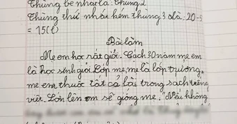 Học sinh lớp 1 kể "cách đây 30 năm mẹ là học sinh giỏi", đọc bí mật câu cuối mẹ rụng rời tay chân