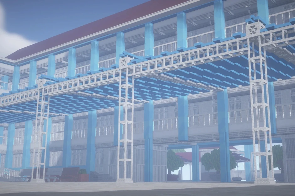 Học sinh lớp 11 mô phỏng trường cấp 3 từ 6 triệu khối vuông Minecraft