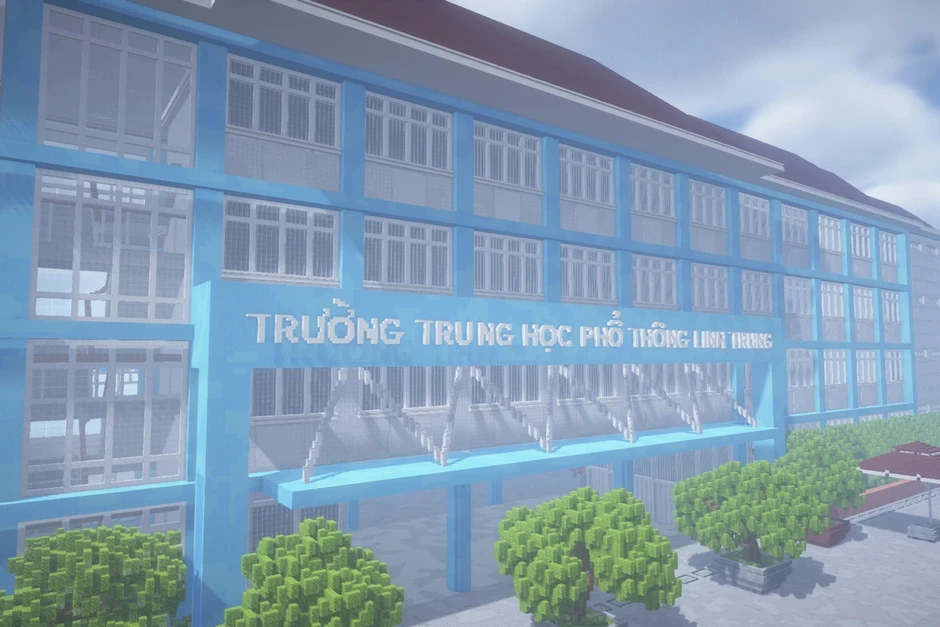 Học sinh lớp 11 mô phỏng trường cấp 3 từ 6 triệu khối vuông Minecraft