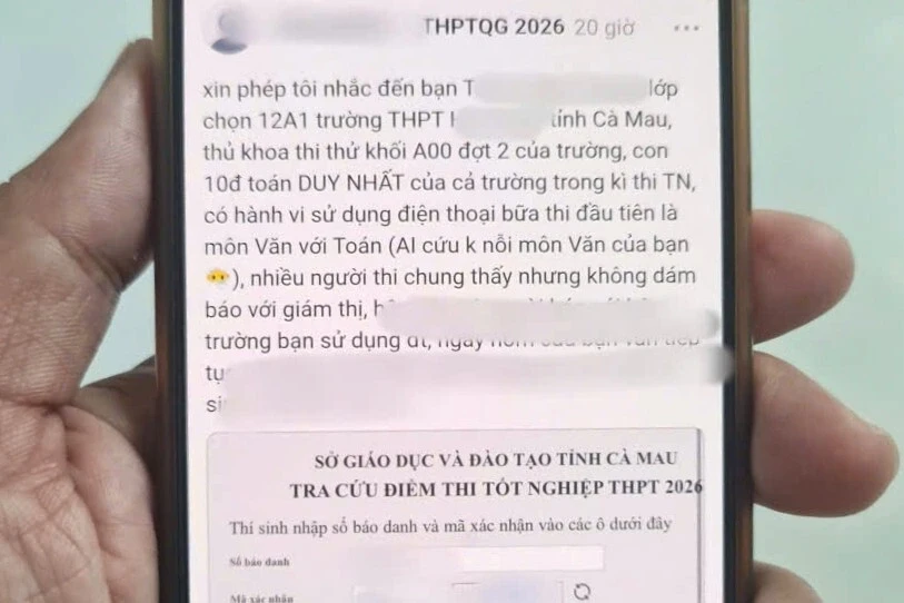 Lại có phản ánh thí sinh vi phạm quy chế thi ở Cà Mau: Sở GD&ĐT vào cuộc Lại có phản ánh thí sinh vi phạm quy chế thi ở Cà Mau: Sở GD&ĐT vào cuộc