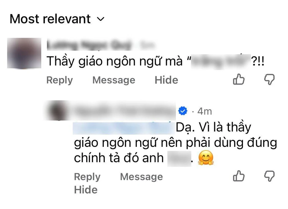 Một thầy giáo ngôn ngữ nổi tiếng ở TP.HCM bỗng bị cộng đồng mạng "bóc phốt" dùng từ sai, kết quả cuộc tranh cãi quá bất ngờ! Một thầy giáo ngôn ngữ nổi tiếng ở TP.HCM bỗng bị cộng đồng mạng "bóc phốt" dùng từ sai, kết quả cuộc tranh cãi quá bất ngờ!
