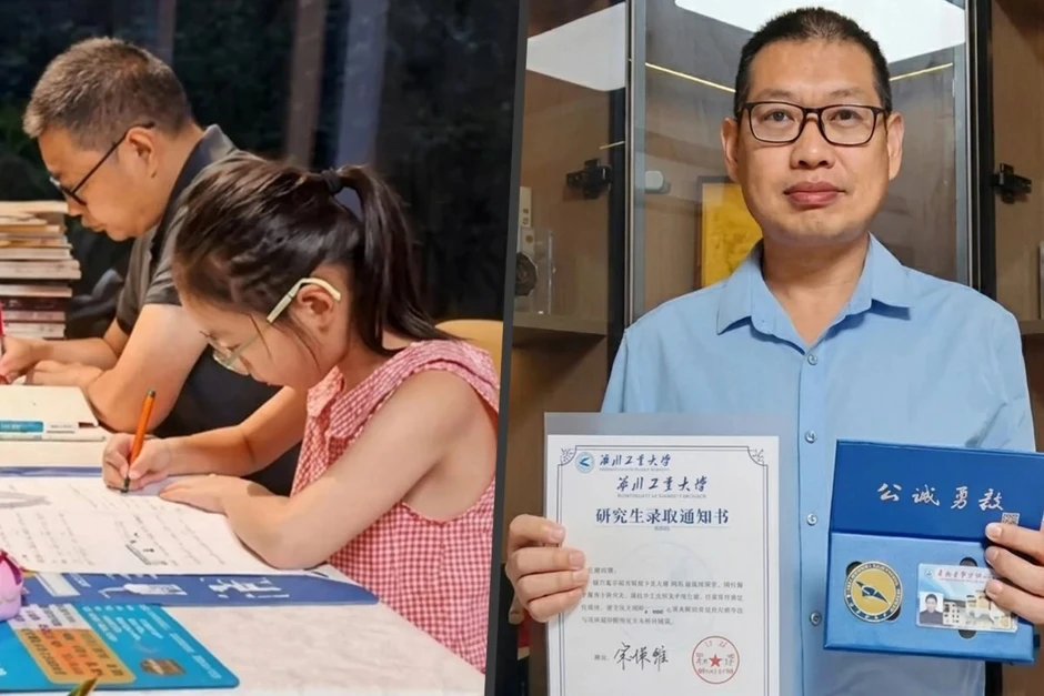 Người bố 44 tuổi đỗ cao học sau lời thách đố của con gái Người bố 44 tuổi đỗ cao học sau lời thách đố của con gái