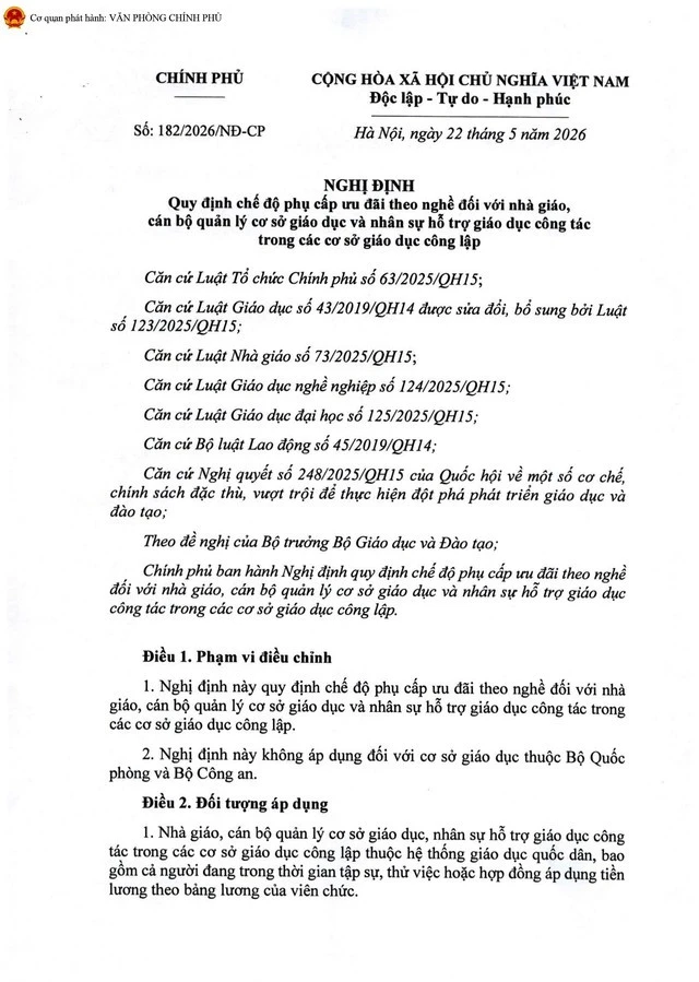 Nhà giáo, nhân sự hỗ trợ giáo dục chính thức được hưởng phụ cấp ưu đãi theo nghề từ 20% đến 80% Nhà giáo, nhân sự hỗ trợ giáo dục chính thức được hưởng phụ cấp ưu đãi theo nghề từ 20% đến 80%
