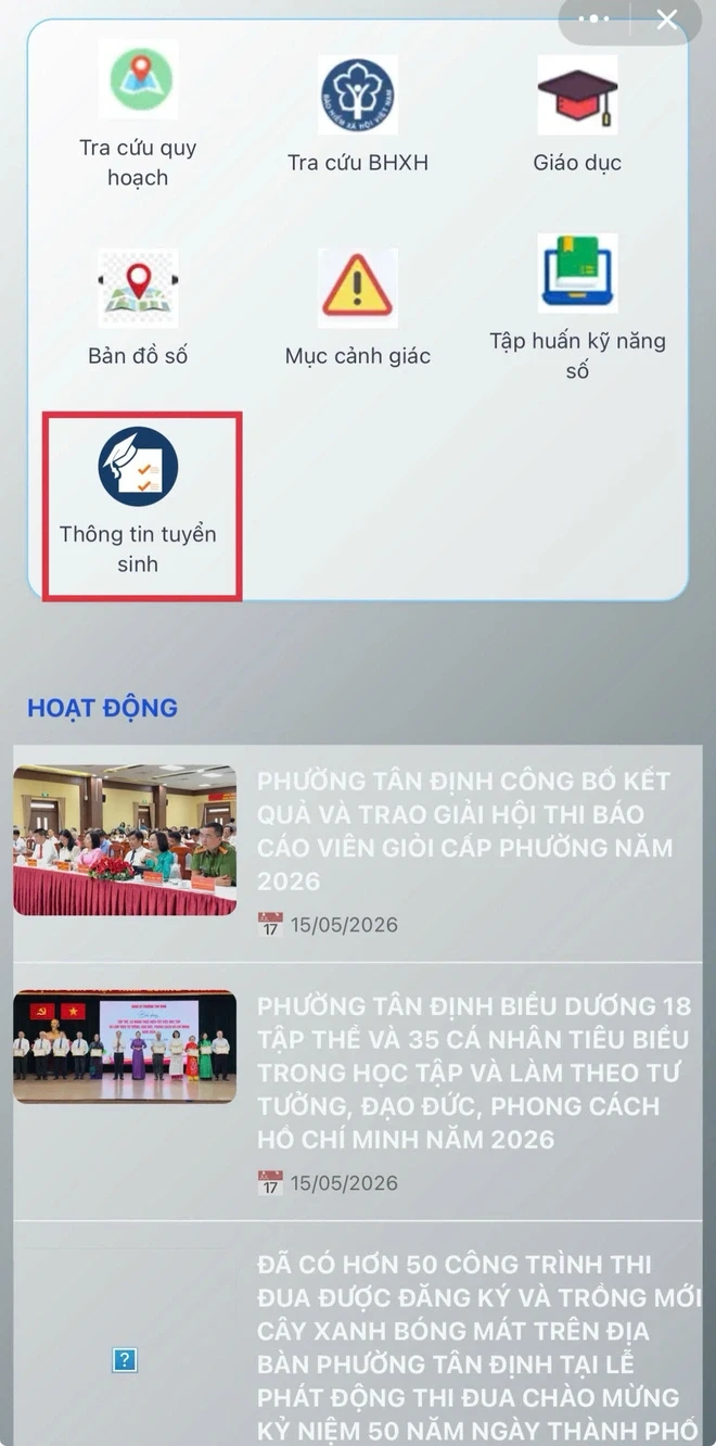 Phường đầu tiên ở TPHCM ra mắt App tuyển sinh đầu cấp
