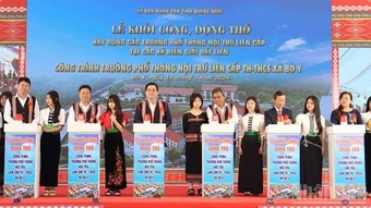 Quảng Ngãi đồng loạt khởi công, động thổ xây dựng 5 trường phổ thông nội trú liên cấp ở các xã biên giới