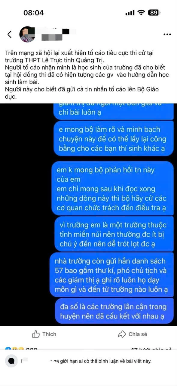 Quảng Trị xác định 2 giáo viên, 9 thí sinh gian lận thi tốt nghiệp THPT Quảng Trị xác định 2 giáo viên, 9 thí sinh gian lận thi tốt nghiệp THPT