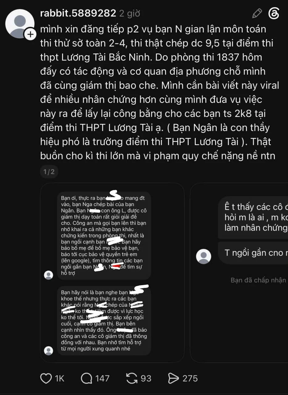 Sở GD-ĐT Bắc Ninh nói gì về nghi vấn gian lận thi cử ở trường THPT Lương Tài?