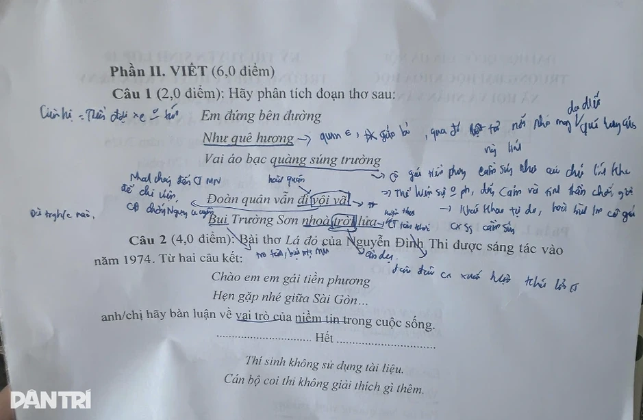 Thí sinh kêu “lạ” khi làm đề thi ngữ văn vào chuyên Nhân văn Thí sinh kêu “lạ” khi làm đề thi ngữ văn vào chuyên Nhân văn