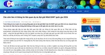 Viện Hóa học bác bỏ cáo buộc liên quan dự án giải nhất khoa học kỹ thuật quốc gia