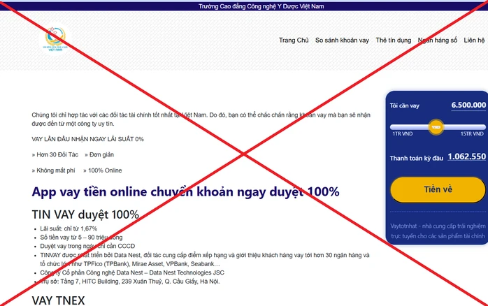 Website trường cao đẳng bị giả mạo, quảng cáo app vay tiền online Website trường cao đẳng bị giả mạo, quảng cáo app vay tiền online