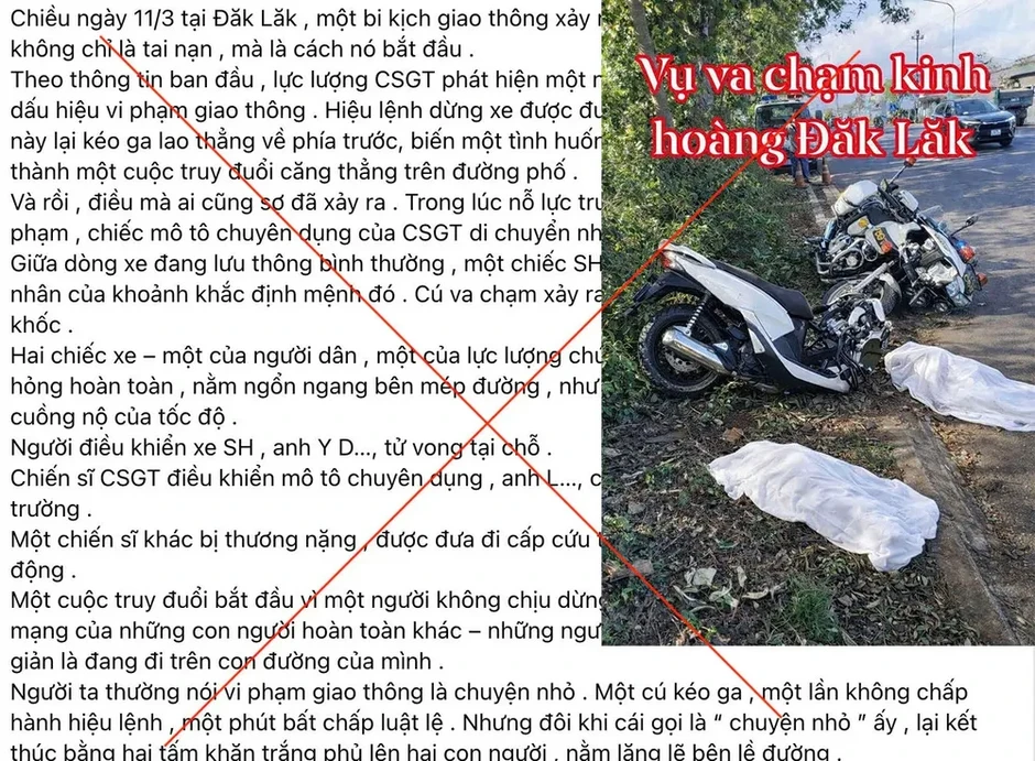 Đắk Lắk: Bác bỏ thông tin sai sự thật về tai nạn giao thông liên quan CSGT Đắk Lắk: Bác bỏ thông tin sai sự thật về tai nạn giao thông liên quan CSGT