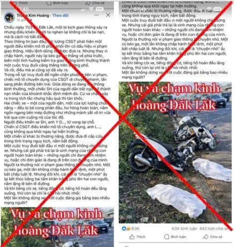 Đắk Lắk xác minh tài khoản tung tin giả 'CSGT tử vong'