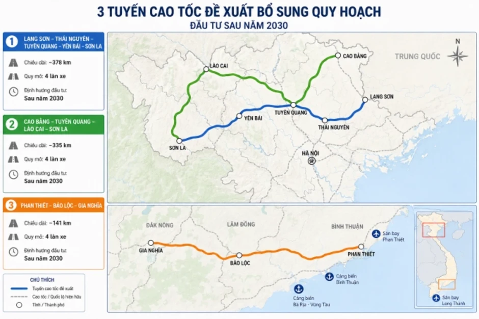 Đề xuất bổ sung quy hoạch 3 tuyến cao tốc mới Đề xuất bổ sung quy hoạch 3 tuyến cao tốc mới