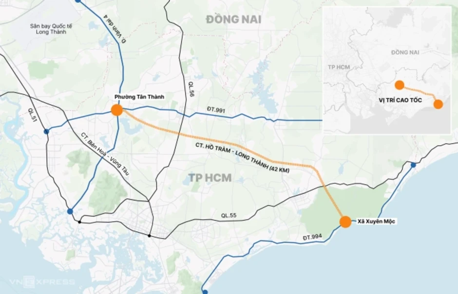 Hơn 44.000 tỷ đồng xây 42 km cao tốc Long Thành - Hồ Tràm Hơn 44.000 tỷ đồng xây 42 km cao tốc Long Thành - Hồ Tràm