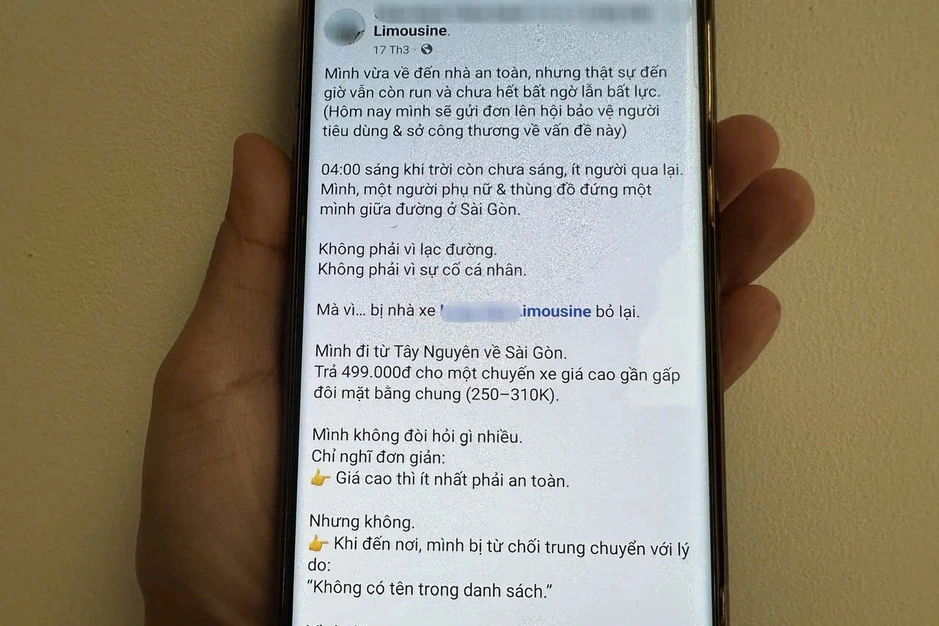 Khách nữ tố bị bỏ rơi giữa đường lúc rạng sáng, nhà xe nói "không làm sai" Khách nữ tố bị bỏ rơi giữa đường lúc rạng sáng, nhà xe nói "không làm sai"