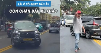 Lái ô tô quay đầu ẩu, tài xế còn hùng hổ chửi bới người khác