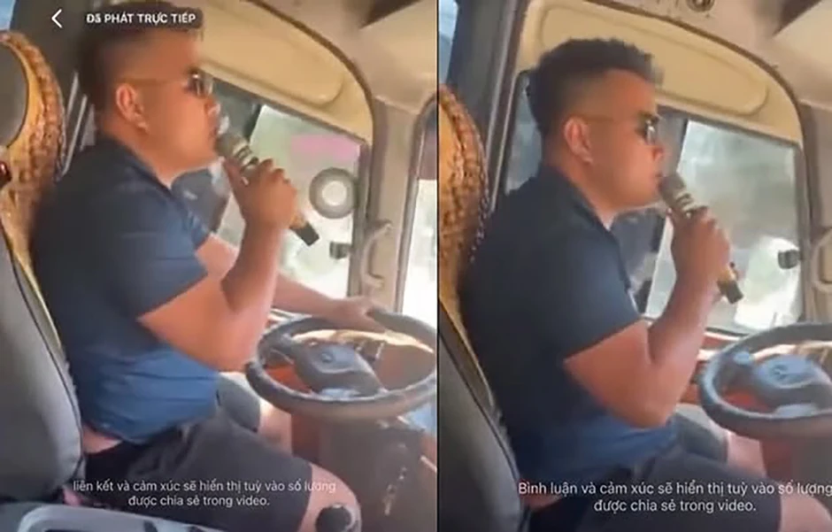 Tài xế vừa điều khiển ô tô vừa hát karaoke Tài xế vừa điều khiển ô tô vừa hát karaoke