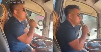 Tài xế vừa điều khiển ô tô vừa hát karaoke