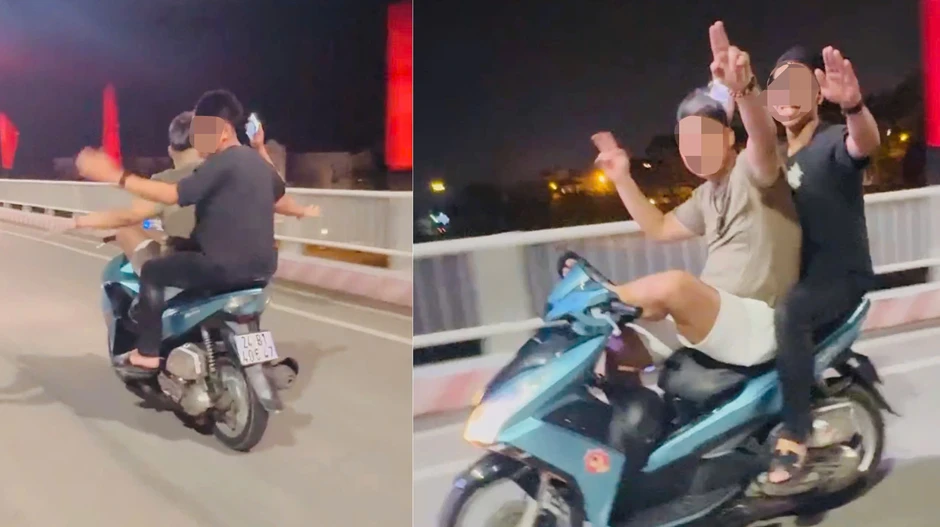 Thanh niên điều khiển xe máy bằng chân, khoe trên TikTok Thanh niên điều khiển xe máy bằng chân, khoe trên TikTok