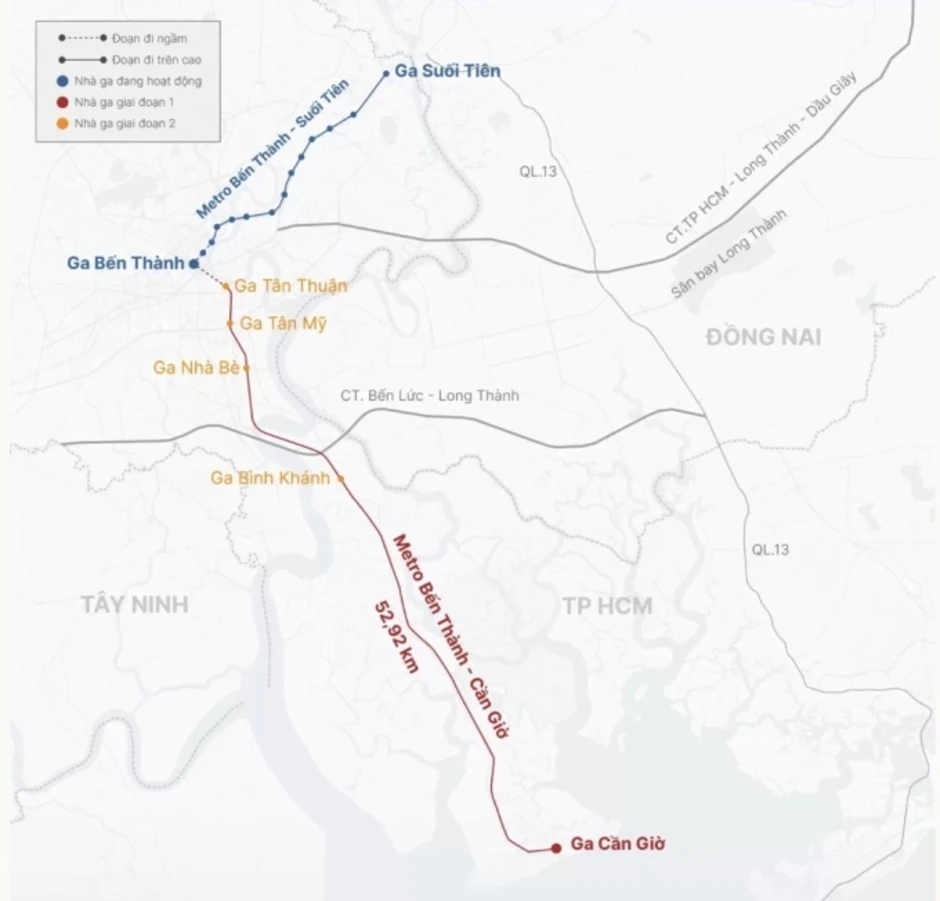 TP HCM tính xây ngầm metro Bến Thành - Cần Giờ qua bến Nhà Rồng TP HCM tính xây ngầm metro Bến Thành - Cần Giờ qua bến Nhà Rồng