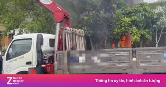 Xe cẩu vướng dây điện phát nổ ở Lâm Đồng, tài xế tử vong