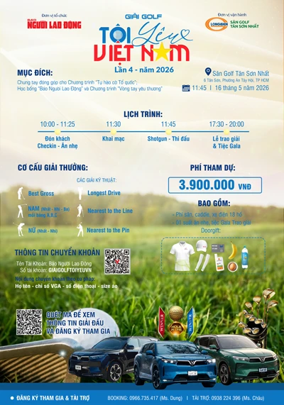 Giải Golf "Tôi yêu Việt Nam": Nhiều giải thưởng hấp dẫn, giá trị cao Giải Golf "Tôi yêu Việt Nam": Nhiều giải thưởng hấp dẫn, giá trị cao