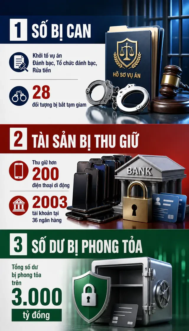 Bắt Hoàng Hải Vân và 27 người, phong tỏa 2003 tài khoản, 3.000 tỷ đồng trong chuyên án đặc biệt lớn